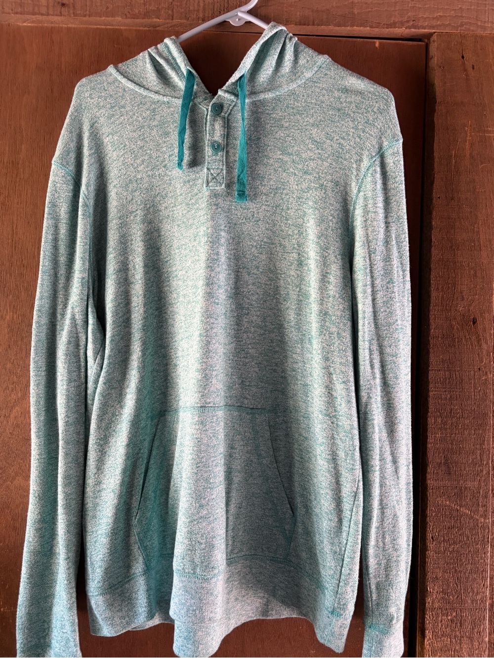 urban pipeline heathered seafoam green long-sleeve hooded henley